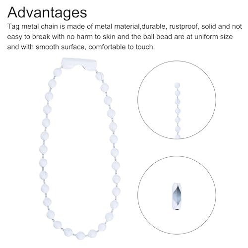 MECCANIXITY Ball Bead Chain Beaded Necklace Chains 5 Inch Adjustable Metal Ball Chains 2.4mm/0.1inch Keychain for Jewelry Making,DIY Craft Projects,Pack of 36(White) - color: White