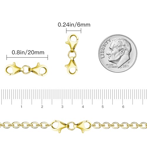 2 Pcs 925 Sterling Silver Double End Design Lobster Clasp 9MM Chain Extender Double Claw Connector Extension Clasps for Bracelet Jewelry Making Necklace Clasps and Closures (Gold and Silver)