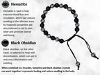 Amazing Gemstone Bracelet for Lymphatic Drainage - Black Obsidian Hematite Bracelet Set for Men Women Healing Calming Anxiety Stress Relief Gifts Pulseras Para Hombres Mujer Stocking Stuffers - color: Lymphatic Drainage
