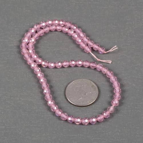 6mm Pink Zircon Faceted Gemstone Round Loose Beads Strand 15.5-16" DIY Jewelry Making - color: Pink Zircon