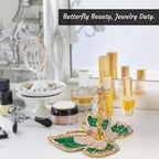 Matashi Butterfly Jewelry Holder for Women, Enamel - Gold Plated Jewelry Stand Organizer Ring Holder w/Crystals, Gift for Mom on Christmas, Mother’s Day, Birthday, Anniversary, Valentine’s Day, Green - color: Green