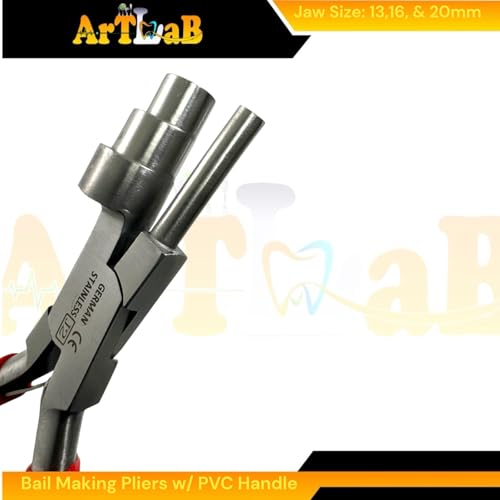 Bail Making Pliers with PVC Grip Handle | for Making S-Hooks, Ear Loops, Jump Loops, Bail, and More - German Stainless Steel ((J2) 13,16,20mm Loops) - size: (J2) 13,16,20mm Loops