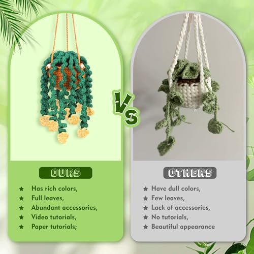 Kogyxe Beginners Crochet Kit, Hanging Potted Plants Knitting Starter Pack, Amigurumi Crochet Starter Kits w Step-by-Step Video Tutorials for Beginners Decoration, Plants Family (40%+ Yarn) - size: Spiral yellow flower