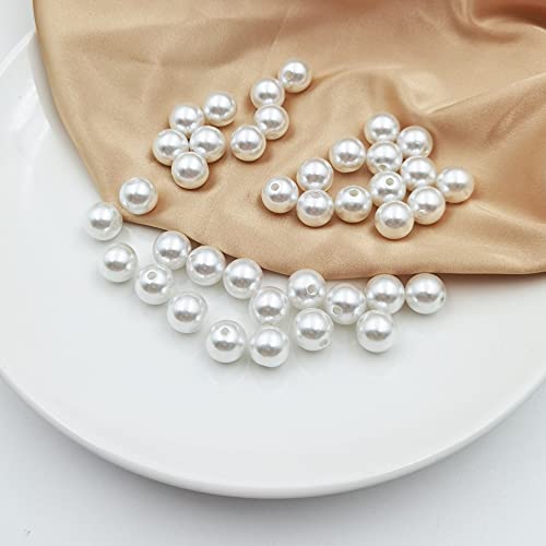 INSPIRELLE 360pcs 12mm White Art Faux Pearl Beads ABS Round Loose Spacer Beads for DIY Craft Necklaces Bracelets Jewelry Making - color: White, size: 12mm