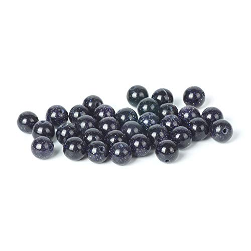 100Pcs Natural Stone 6mm Blue Sand Stone Round Loose Gemstone Energy Healing Beads Hole Size 1mm DIY Smooth Beads for Bracelet Necklace Earrings Jewelry Making - color: Blue Sand Stone, size: 6mm