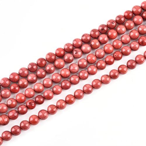 15.5 Inches 5.5-6mm Coral Gemstone Round Semi Precious Loose Beads for Jewelry Making - color: Red 5.5-6mm