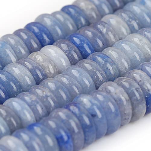 JOE FOREMAN 2x6mm Natural Blue Aventurine Jade Semi-Gemstone Heishi Disc Rondelle Spacer Beads for Jewelry Making Full 15" Strand Energy Stone Healing Power Crystal - color: Blue Aventurine Jade
