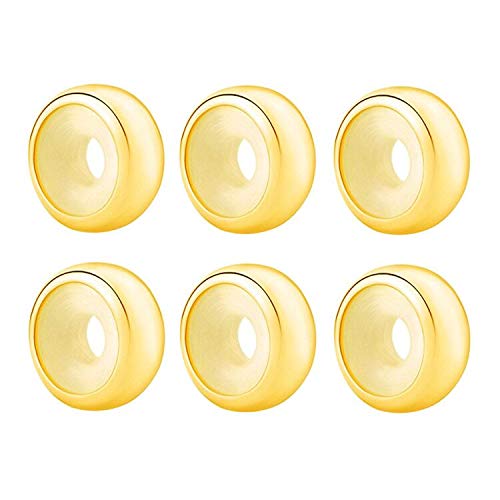 Clip Stopper Charms Sterling Silver Rondelle Spacer Bead Charm Stopper Charm for Pandora Charm Bracelets - color: Gold-Plated (6 pcs)