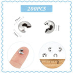 UNICRAFTALE About 200Pcs Crimp Bead Knot Covers 5.8mm Half Round Open Crimp Beads Covers Open Crimp Beads Stainless Steel Crimp Beads for DIY Bracelets Jewelry Makings - size: 1.8mm