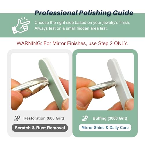 CATIFLIN 20Pcs Jewelry Polishing Sticks, Double-Sided 600/3000 Grit Silver Polish & Scratch Remover for Gold, Sterling Silver, Brass, Professional Tarnish Cleaning Buffing Tool for Watches (3.54")