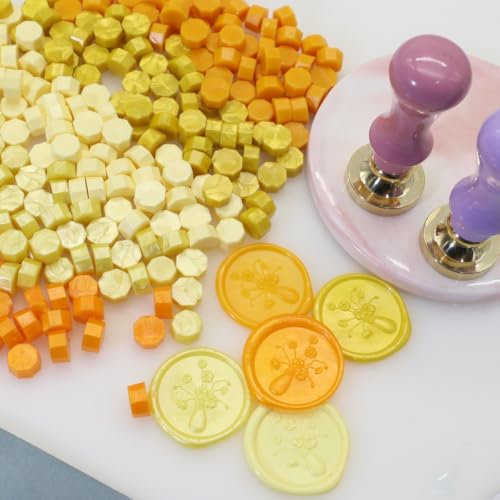250Pcs Yellow Mix Sealing Wax Beads for WaxSeal Stamp, WaxSeal Beads Set with 5 Colors Perfect for Gift Sealing, Letter Wax Sealing (250, Yellow Mix) - color: Yellow Mix