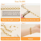 YOUBEIYEE 6.5 Feet Gold Plated Rhombic Link Chains Roll Strong Stainless Steel Chain for Jewelry Making - color: Rhombic Gold