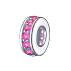 925 Sterling Silver Spacer Charm Bead with Clear CZ for Pandora Charms Bracelets - color: 4pcs Rose Pink