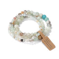 3 PCS Healing Crystal Bracelets for Women 8mm Natural Stone Beaded Stretch Bracelet Amethyst Jewelry Gifts - color: 4,6,8mm Amazonite