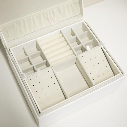 COLLECTIVE HOME - Monogram Jewelry Box with Mirror, Custom Gold Letter Engraving, Elegant Jewelry Organizer with Removable Tray, Ideal Gift for Mother’s Day, Girlfriend, Birthday (i) - color: i