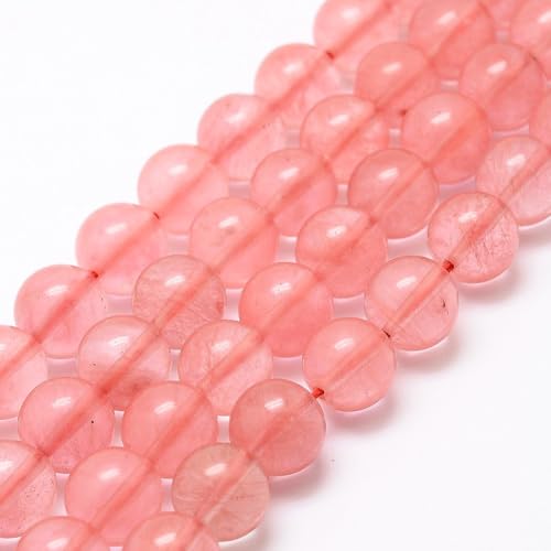 45Pcs Cherry Quartz Beads 8mm Round Natural Gemstone Beads Smooth Loose Spacer Bead for DIY Craft Bracelet Necklace Earrings Jewelry Making Supplies - color: Cherry Quartz