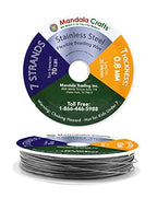 Mandala Crafts 7 Strand Beading Wire for Jewelry Making - 65 FT 20 Gauge Stainless Steel Braided Tiger Tail Wire for Bead Stringing - size: 7 Strands 20 Gauge 0.8MM 65FT
