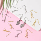 SUNNYCLUE 1 Box 60pcs Pinch Bail Earring Hooks Earring Hooks Findings 304 Stainless Steel Metal Silver Gold Fish French Ear Wires with Bails Clasp for Jewelry Making Women Christmas DIY Gifts Supply - style: Earring Hook 3