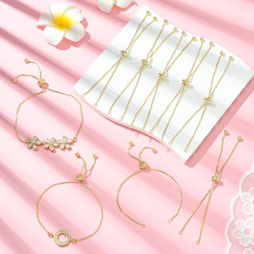 DanLingJewelry 20pcs Adjustable Slider Bracelet Slider Extender Chains with Ball Ends for Jewelry Making DIY 8 Inches(220mm) G - color: StyleⅡ-20 pcs-Golden