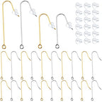 40pcs 2 Sizes Stainless Steel Earring Hooks & Backs, Hypoallergenic, French, Clear, DIY Earring Jewelry Making Supplies - color: Golden&Silver