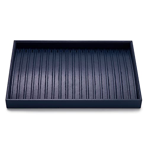 Oirlv Stackable Necklace Pendant Bracelet Organizer Tray Blue Leather Jewelry Drawer Organizer Trays - color: Blue, size: Necklace/Bracelet Tray