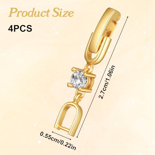 4Pcs Gold Bracelet Foldover Extension Clasp Gold Plated Crystal Rhinestone Foldover Extension Clasp Set Anklet Fold Over Extender Clasps for Jewelry Making(1.06 in)