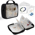 Travel Jewelry Organizer Case Transparent Jewelry Storage Book Binder Bag for Earrings, Rings, Necklace, Bracelet,Black - color: Black,Clear Window