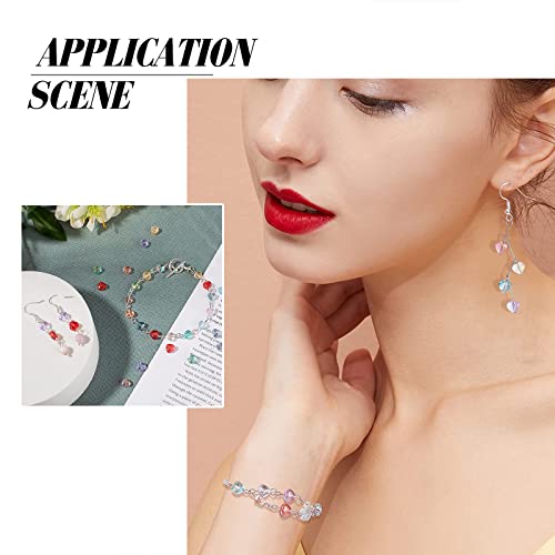 UR URLIFEHALL 100 Pcs Transparent Spray Painted Glass Beads with Glitter Powder Heart Spacer Cerise Beads for Jewelry Making DIY - color: 100pcs-6x6x4mm-cerise glitter heart glass beads