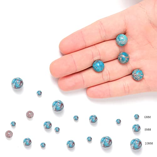 45pcs 8mm Natural Stone Beads American Turquoise Beads Energy Crystal Healing Power Gemstone for Jewelry Making, DIY Bracelet Necklace - color: American Turquoise, size: 8mm