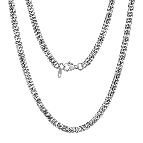 U7 Cuban Link Chain Necklace for Men, 12mm/9mm/6mm Miami Curb Chain, Stainless Steel/Black/18K Gold Plated, Hip Hop Jewelry, Heavy Duty Thick Chain Gift for Him, 18-36 Inch - color: d. 3.5mm Steel, size: 18 Inches