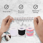 6 Rolls Elastic String for Bracelets, 1mm 984 Feet Sturdy Stretchy Bracelet String Thread, Necklace Stretchy String for Bracelet Making Crafts, Jewelry Making Supplies Elastic Cord for Pony Beads - size: 1mm black, white