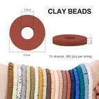 MIIIM 8000 PCS 20 Colors Neutral Clay Beads Strands, Polymer Clay Beads Kit for Bracelets Making, Vinyl Heishi 6mm, with Gold Spacers and Elastic Thread, for Bracelets Necklace - color: A-Neutral-1