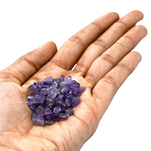 Amethyst Pre Drilled Natural Crystals Crushed Chips Beads for Jewelry Making, DIY Handmade Healing Crystals (25 Inch Strand) - color: Amethyst