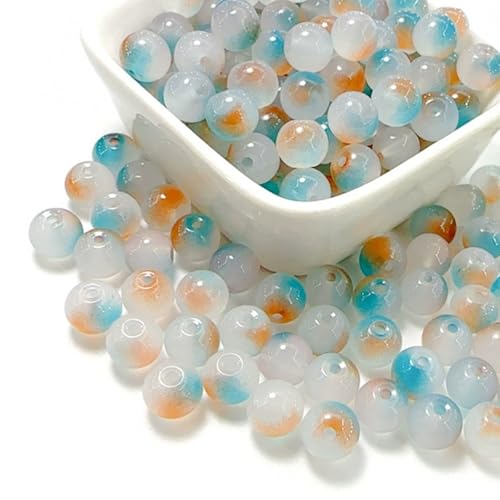 100 Pack 8mm Glass Beads for Jewelry Making, Graduated Color Mix, Bulk DIY Craft Supplies - color: Color1