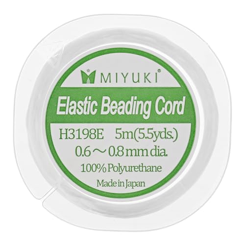Miyuki Elastic Beading Cord – Clear, 0.8 mm Diameter, 5 Meter Spool, Premium Stretch String for Jewelry Making and Beadwork - size: 0.8 Mm - 5 Meter