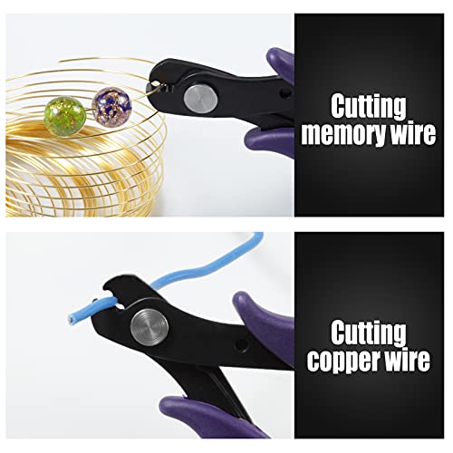 5.5 Inches Memory Wire Cutter Kit for Jewelry Making, 200 Gold Memory Wire Loops, 64mm Gauge, Polished Stainless Steel, Gold - color: Gold