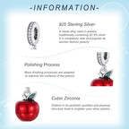 925 Sterling Silver Charms for Bracelets Gold Love and Heart Charms Cherry Blossom Dangle Beads Jewelry for Women - color: Apple