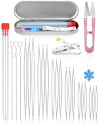 FIVEIZERO 21 Pieces Beading Needles Set, 6 Sizes Seed Beads Needles Big Eye, Collapsible Beading Needles Set for Jewelry Making - color: Sliver-21PCS