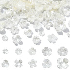 Ipotkitt 200 Pcs 10 Styles White Acrylic Flower Bead Caps ABS Plastic Spring Beads Imitation Pearl Flower Shaped Bead Caps Floral End Caps for DIY Craft Necklaces Bracelets Jewelry Making - color: 200pcs-White Flower Bead Caps-6.5~14.5mm