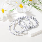 3Pcs Natural Healing Crystal Bracelets for Women Men, 4mm 6mm 8mm Beaded Stretch Bracelet Set, Black Tourmaline Natural Stone Gemstone Jewelry Gifts for Meditation, Reiki & Yoga - color: Howlite