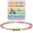 QOGIR 14k gold Handmade Healing Bracelet, Natural Gem Stone Crystal Elastic Gold Bracelet - color: 01- Multicolor Beads, size: 4m