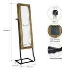 SRIWATANA Jewelry Armoire Cabinet, Solid Wood Standing Jewelry Organizer with Full Length Mirror (Carbonized Black) - color: Country Carbonized Black