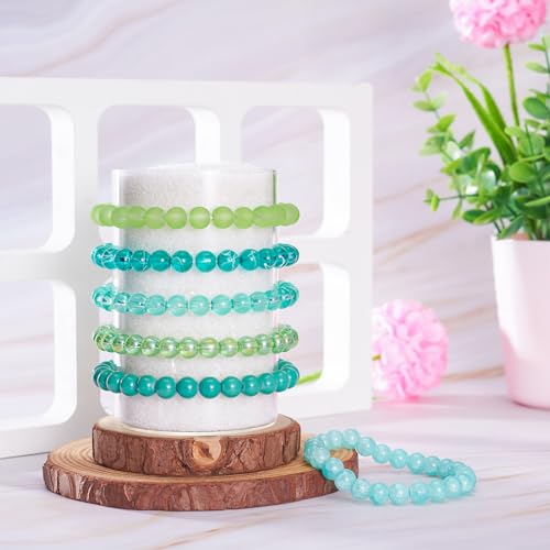 Elecrelive Glass Round Beaded Bracelet Set Clay Beaded Bracelets Stretch Bracelets - color: Green Blue
