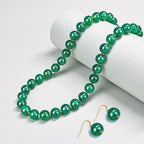 Gemstone Beaded Necklace for Women, Trendy 18K Gold Plated Hematite Natural Stone Bead Choker, Boho Handmade Summer Beach Necklaces for Women Everyday Western Jewelry Gifts - color: Green Agate