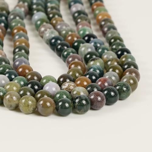 60Pcs Natural Indian Agate Beads, 6mm Round Gemstone Loose Beads Strand (15") for Jewelry Making, DIY Necklace & Bracelet Supplies - color: 60 PC 6 MM