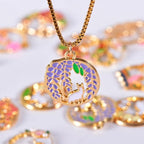 Bulk Gold Enamel Charms for Jewelry Making, Colorful Metal Charms Pendant for Bracelet Necklace and Crafting - color: Cat on Wreath2 White