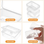 Mathtoxyz Small Bead Organizers and Storage, Clear Rectangle Bead Holder Plastic Cases Transparent Boxes for Nail DIY Craft Making Jewelry Battery Screw