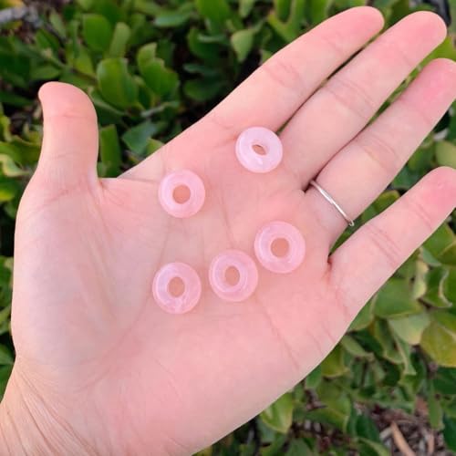 Adabele 30pcs Natural Pink Rose Quartz Gemstone 8x14mm Donut Rondelle Beads Large Hole ID 5.6mm for DIY Craft Jewelry Making GW-A1 - color: Rose Quartz, size: 14mm x 8mm - 30pcs