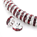 100pcs Adabele Grade A 5mm Crystal Rhinestone Rondelle Loose Beads (Siam Red) Sterling Silver Plated Spacer for DIY Craft Jewelry Making CF1-505 - color: Siam (dark red), size: 5mm (100pcs)