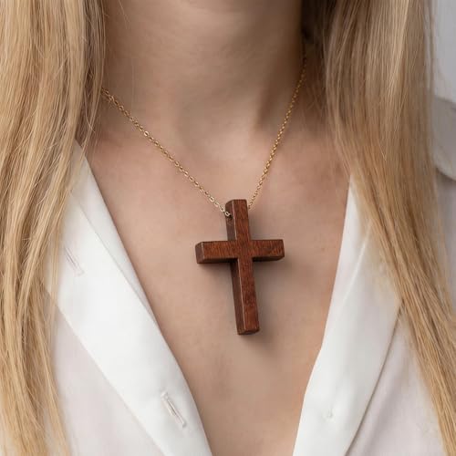 40 Pcs Religious Cross Beads for Bracelets, Cross Charms for Jewelry Making, Bracelets, Necklaces, DIY Crafts - color: 40pcs, 43x29mm, Brown
